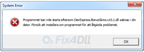 DevExpress.BonusSkins.v10.1.dll saknas