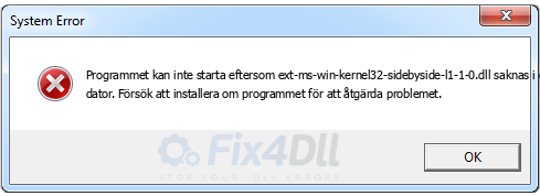 ext-ms-win-kernel32-sidebyside-l1-1-0.dll saknas